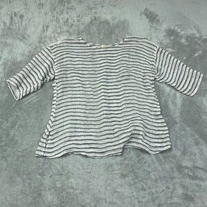 Paper Lace Womens Striped Linen Top OS 6706